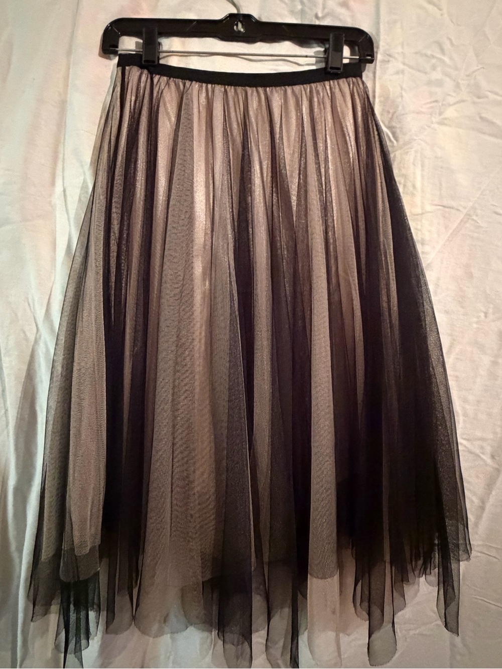 Black Ombre Tulle Midi Skirt